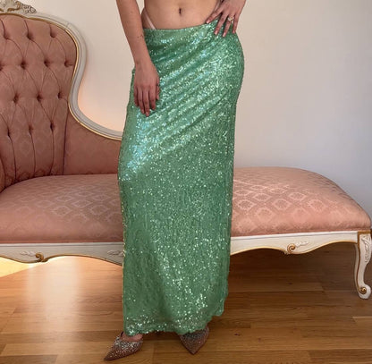 Vintage skirt maxi debazzled