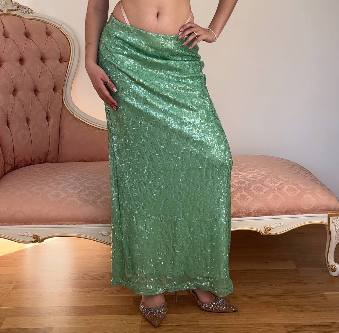 Vintage skirt maxi debazzled