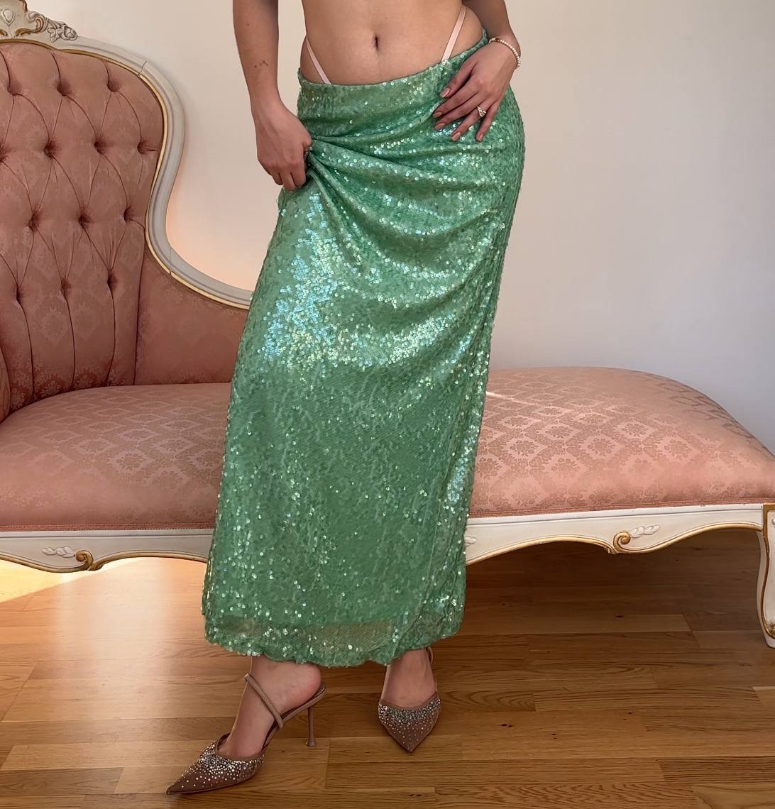 Vintage skirt maxi debazzled