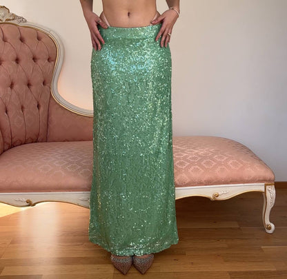 Vintage skirt maxi debazzled