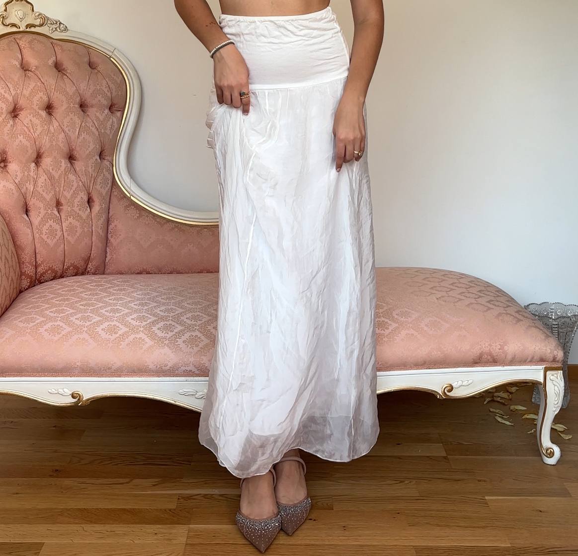 Italian white silk skirt