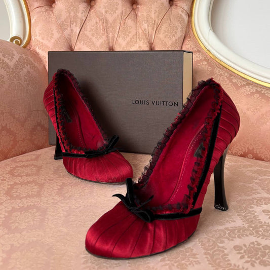 Louis Vuitton red black Balmoral pumps
