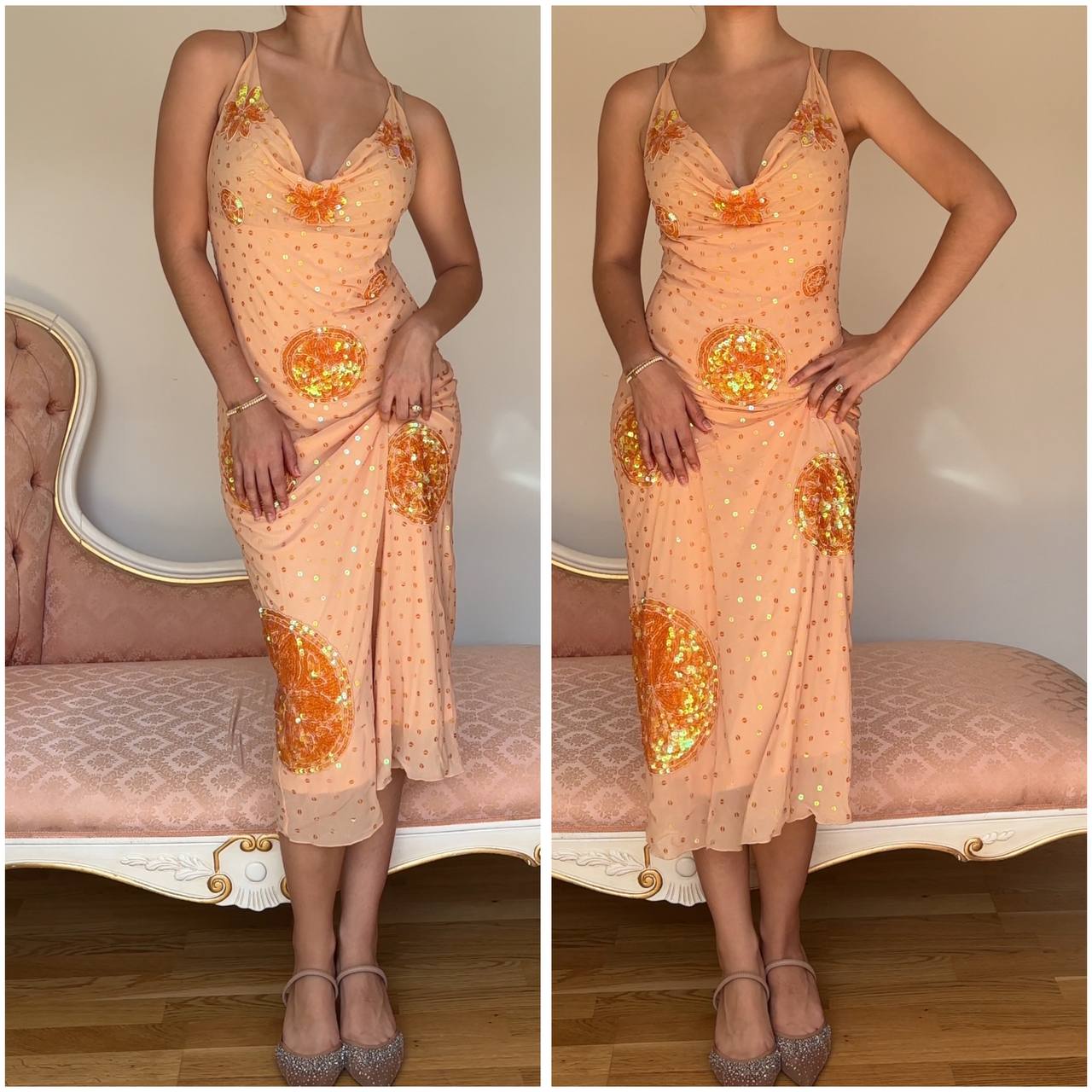 Italian designer dress orange