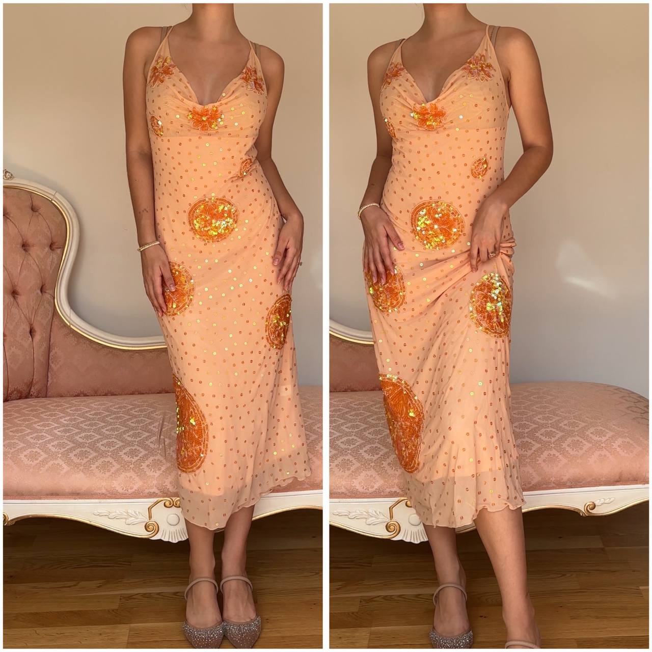 Italian designer dress orange