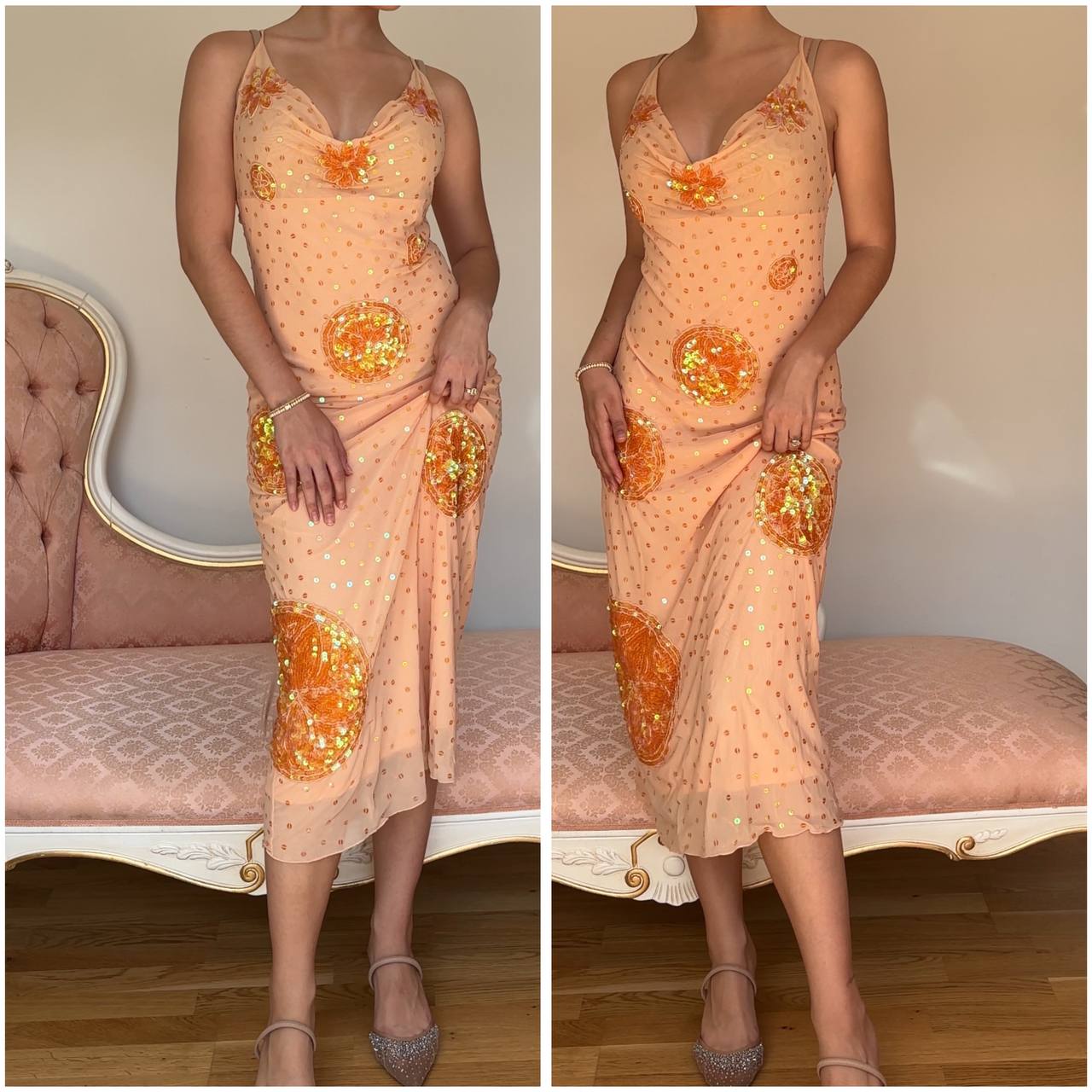 Italian designer dress orange