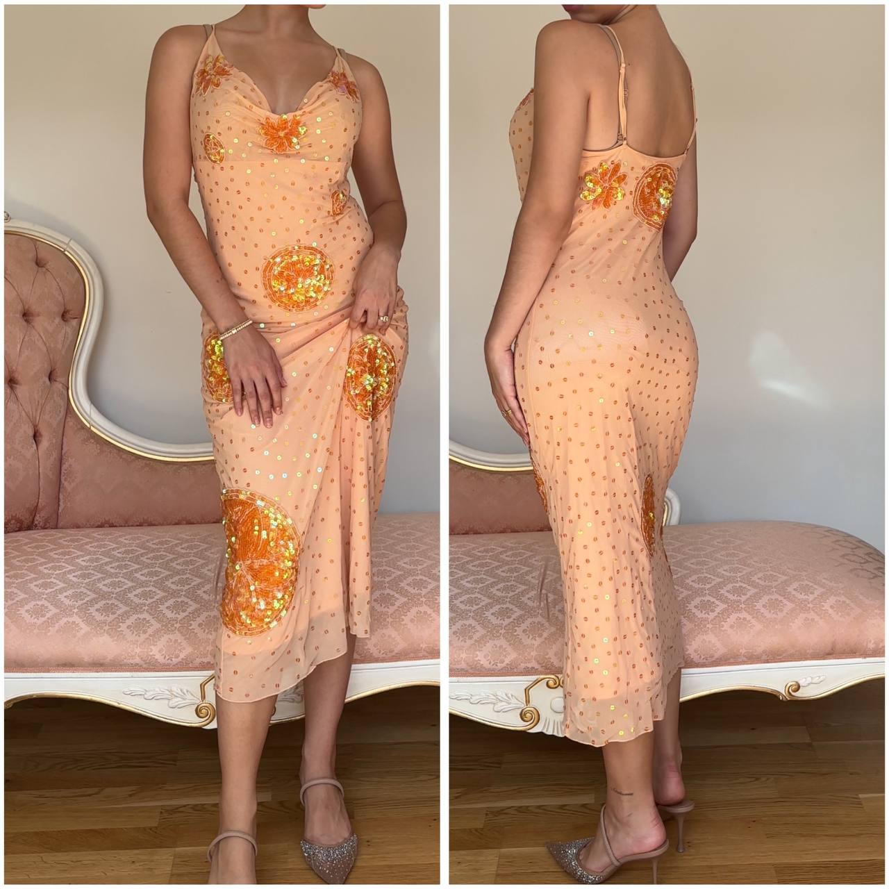 Italian designer dress orange