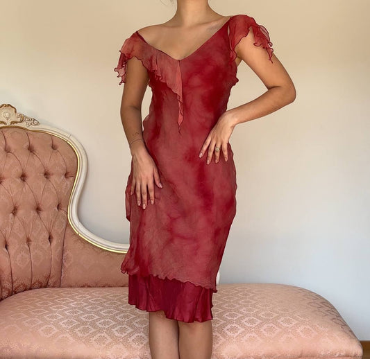 Fairy burgundy red dress