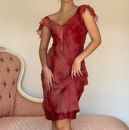 Fairy burgundy red dress