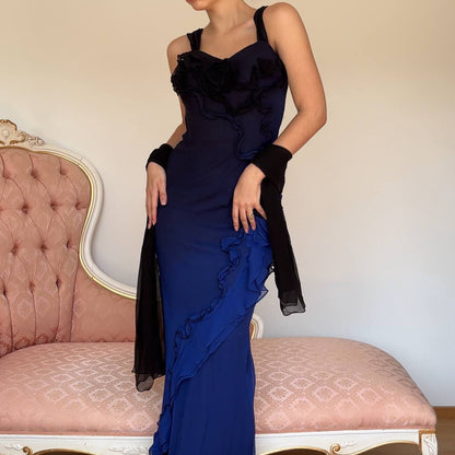 Fairy navy blue black dress