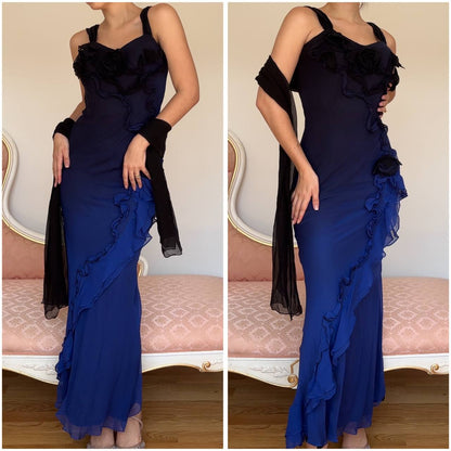 Fairy navy blue black dress