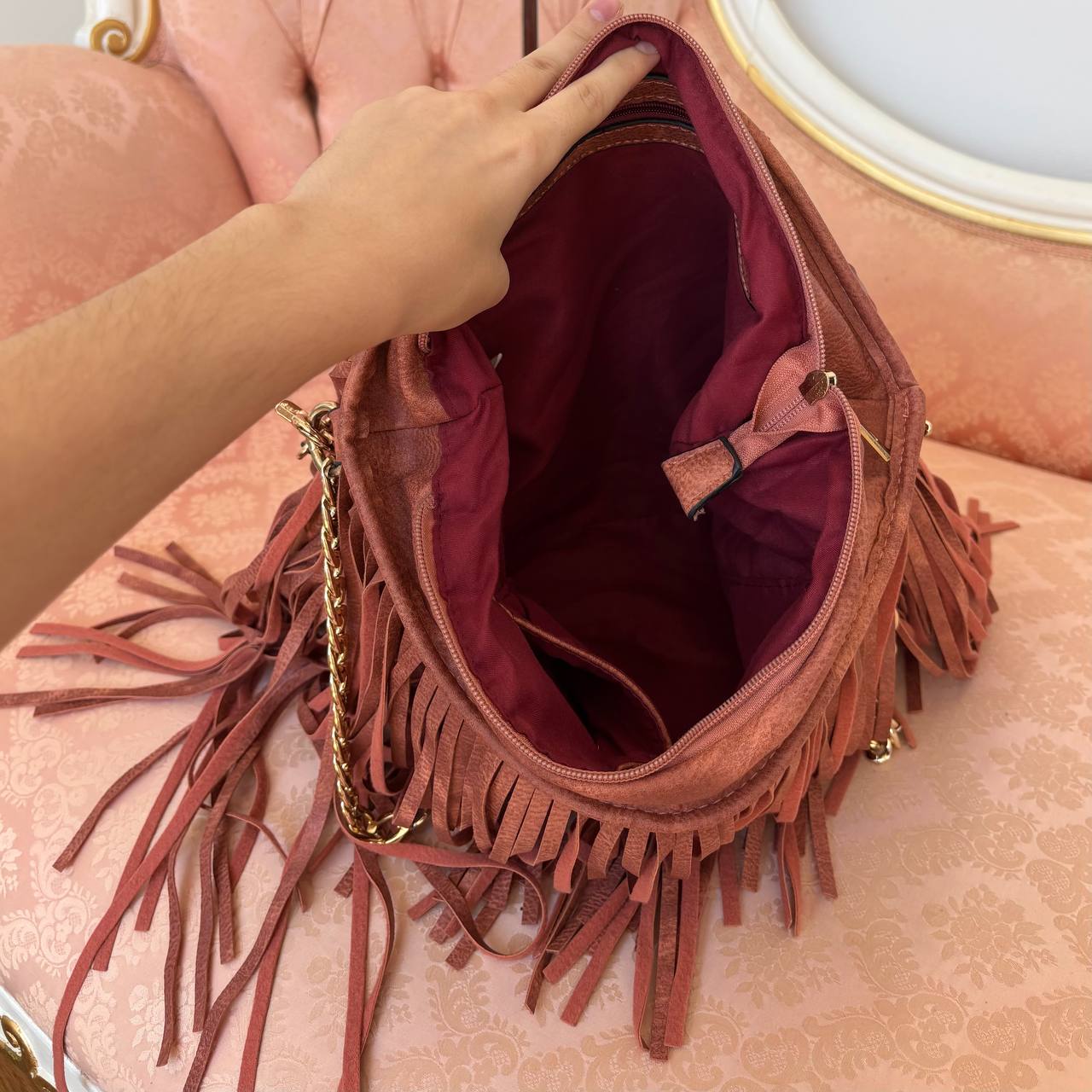 Italian shoulder bag fringe