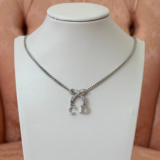 Christian Dior necklace silver bow