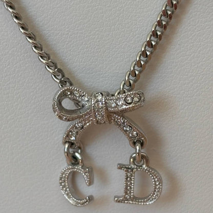 Christian Dior necklace silver bow