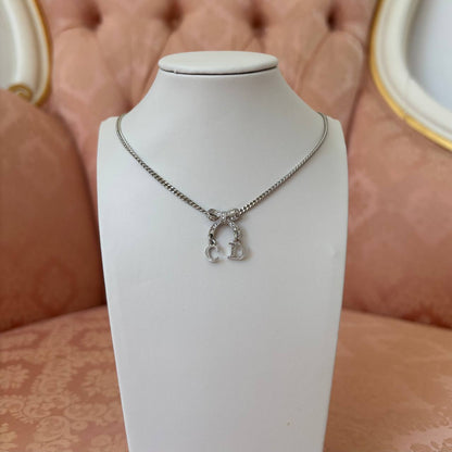 Christian Dior necklace silver bow
