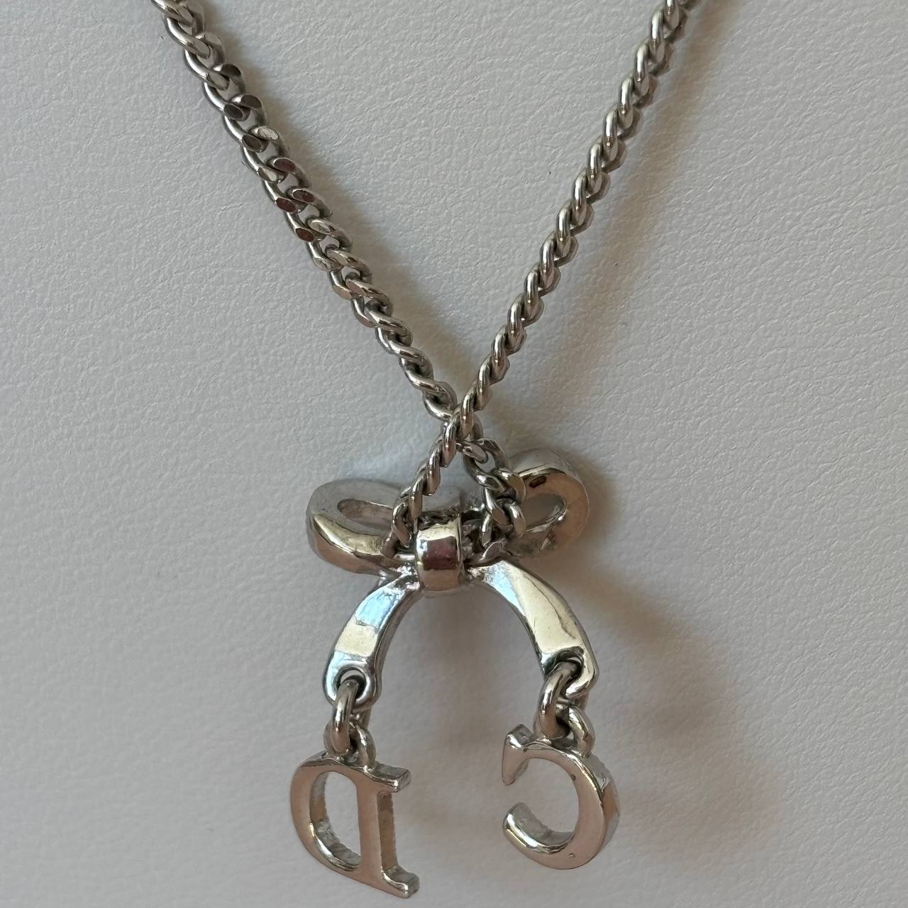 Christian Dior necklace silver bow