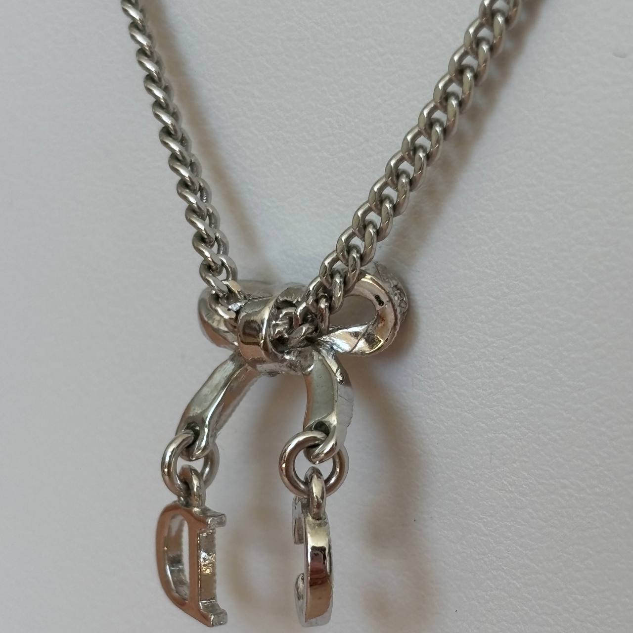 Christian Dior necklace silver bow