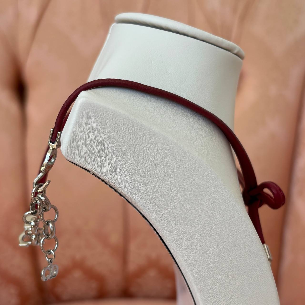 Christian Dior bracelet burgundy red silver