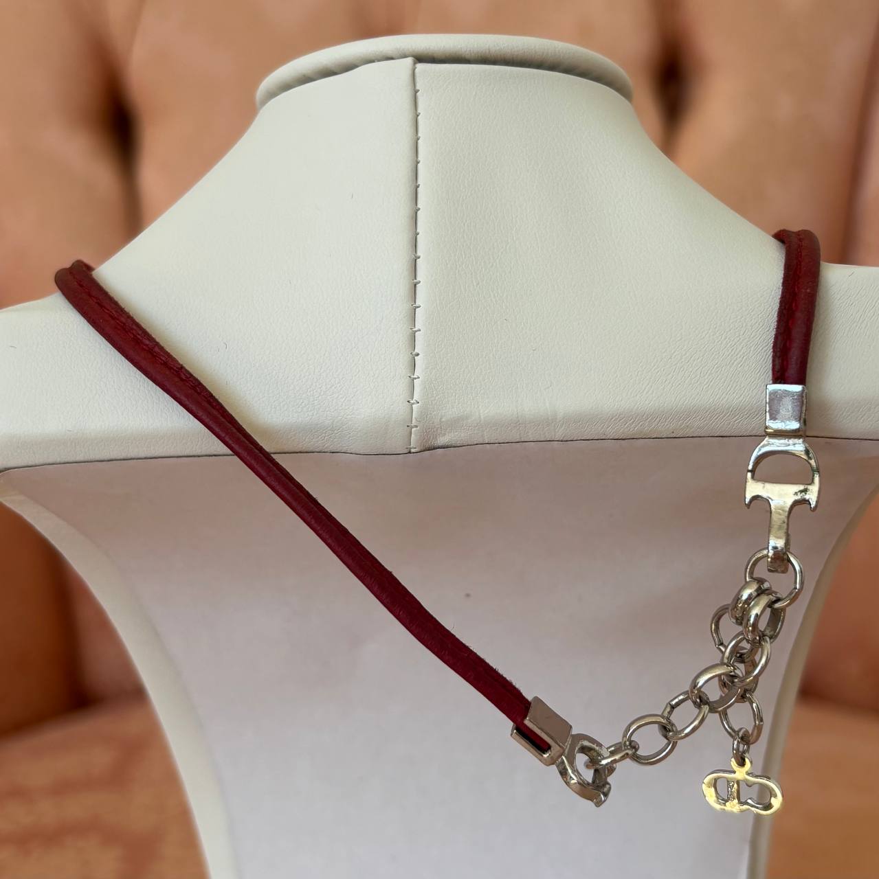 Christian Dior bracelet burgundy red silver