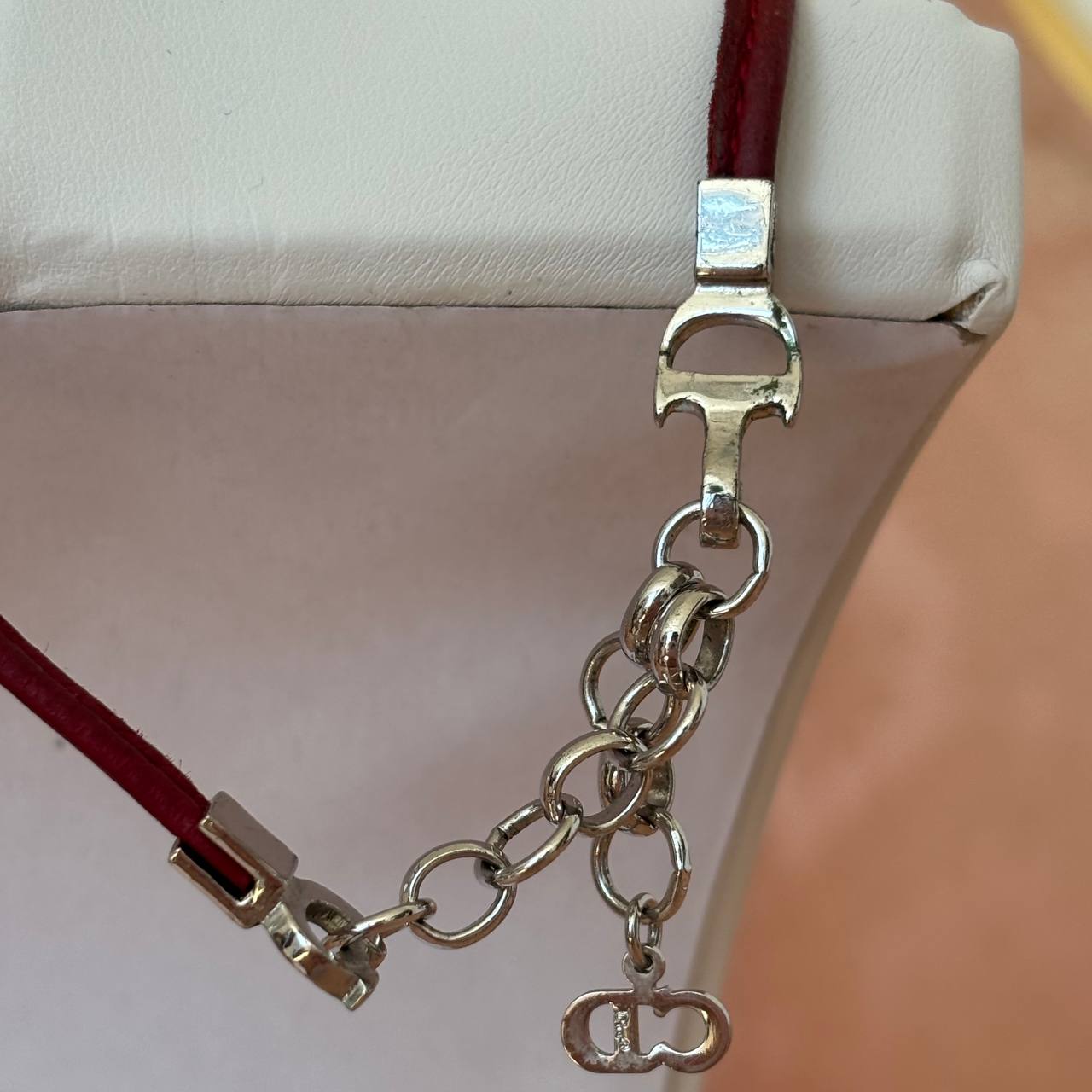 Christian Dior bracelet burgundy red silver
