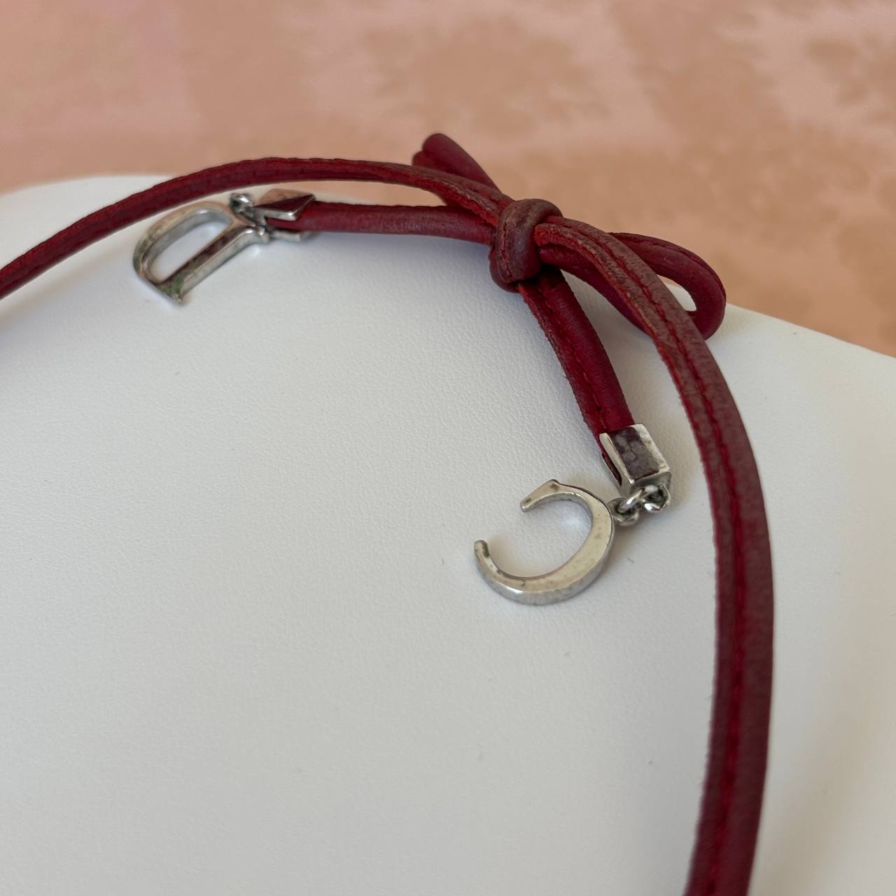 Christian Dior bracelet burgundy red silver
