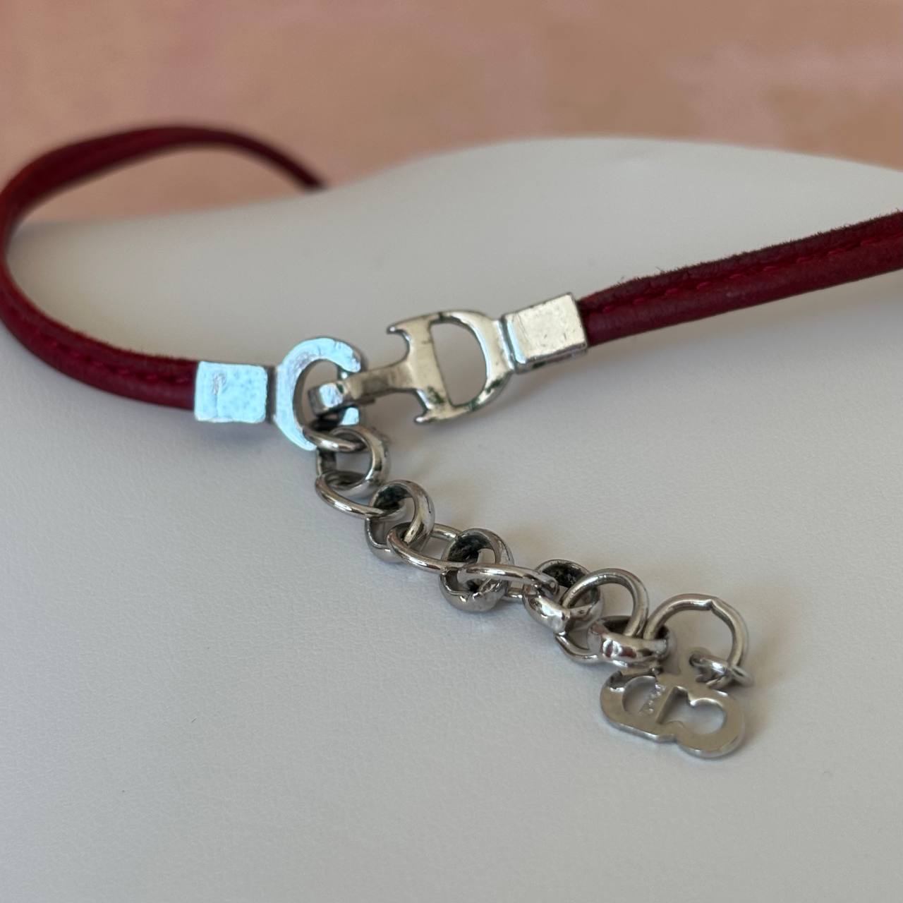Christian Dior bracelet burgundy red silver