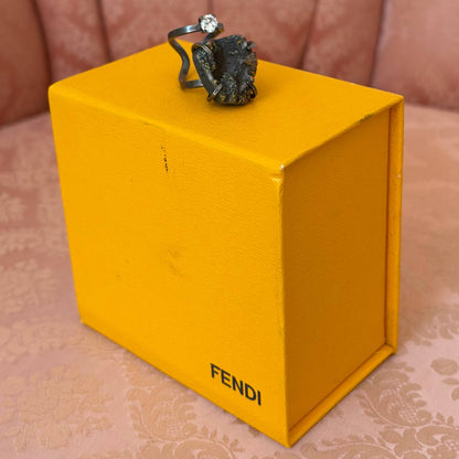 Fendi ring dark silver with gemstones