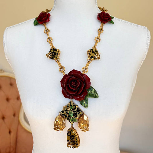 Dolce Gabbana necklace golden red rose