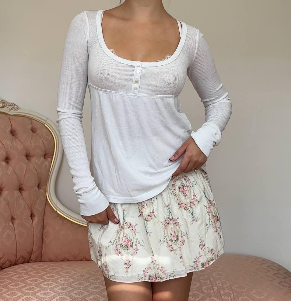 Hollister babydoll top long sleeve