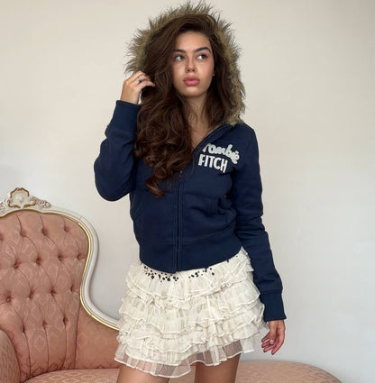 Abercrombie and Fitch fur hoodie
