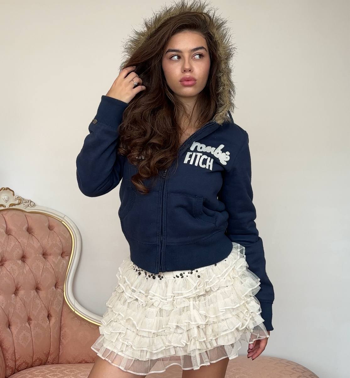 Abercrombie and Fitch fur hoodie