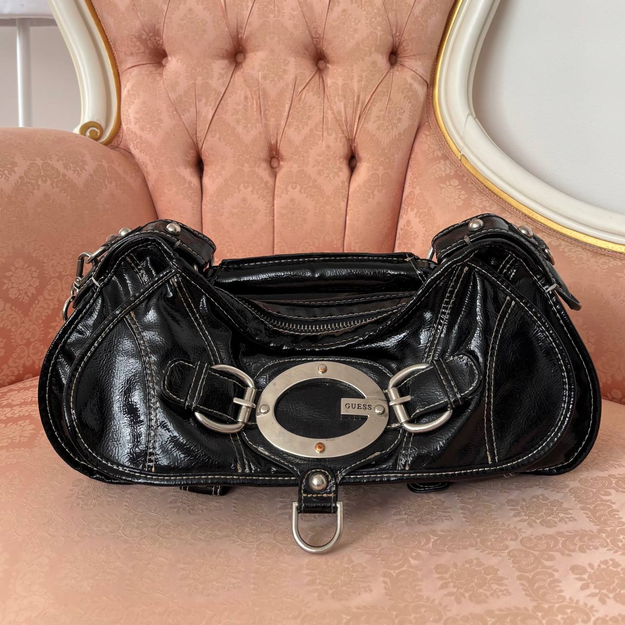 Guess black lacquered handbag