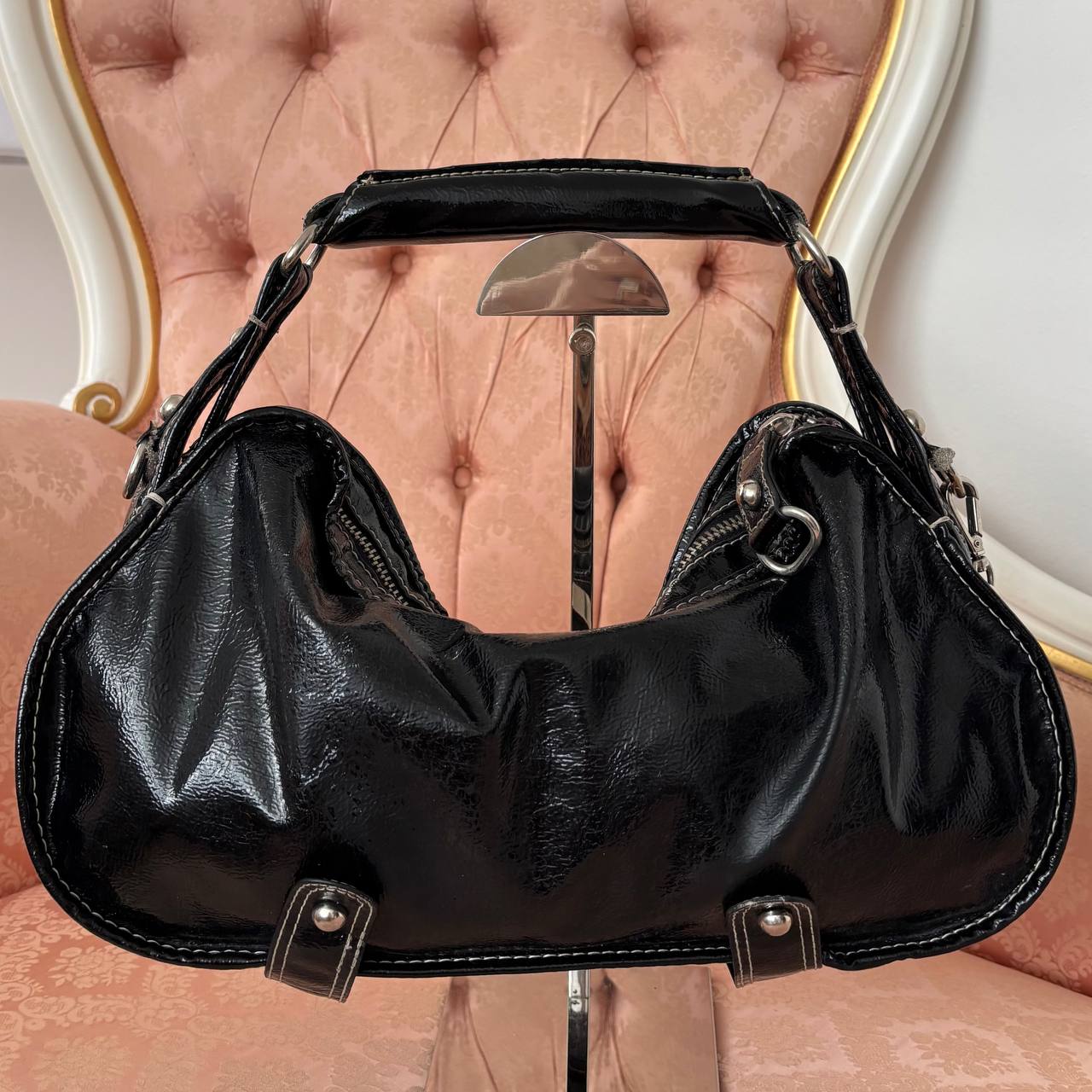 Guess black lacquered handbag