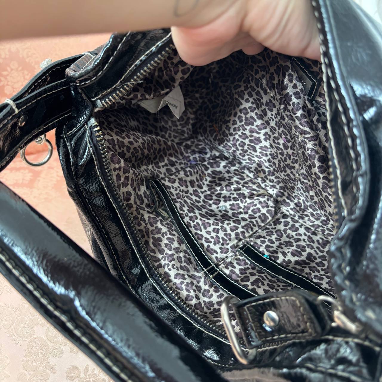 Guess black lacquered handbag