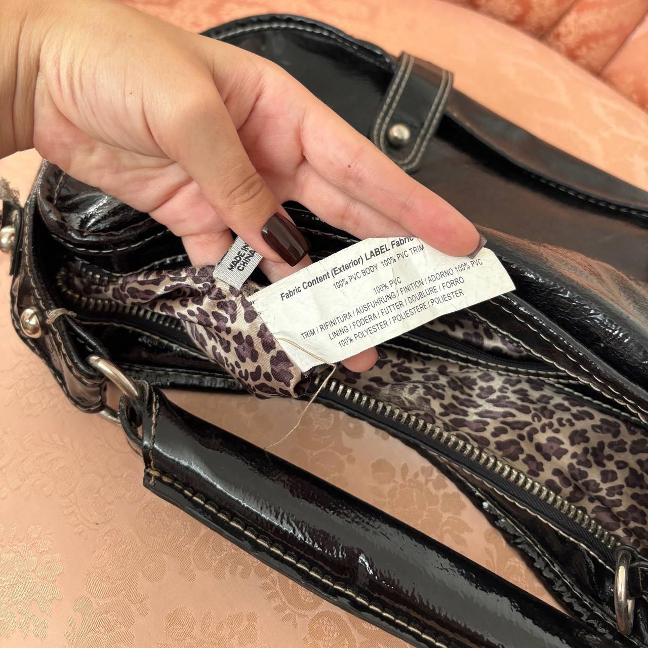 Guess black lacquered handbag