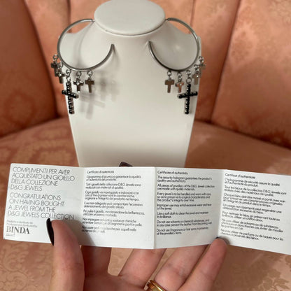 Dolce Gabbana hoop earrings with black crosses
