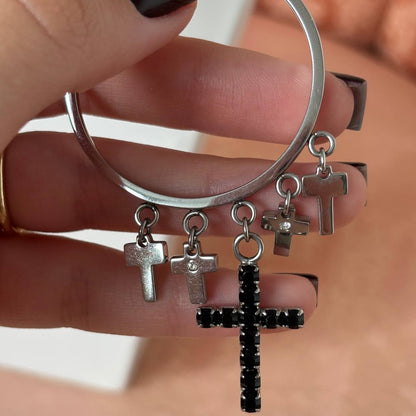 Dolce Gabbana hoop earrings with black crosses