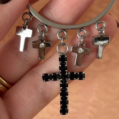 Dolce Gabbana hoop earrings with black crosses