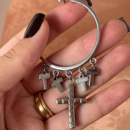 Dolce Gabbana hoop earrings with black crosses