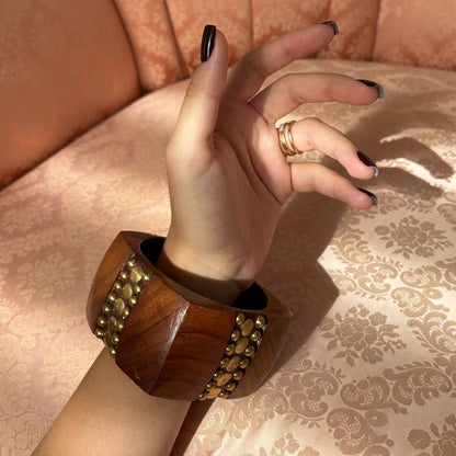 Vintage brown wooden cuff bangle