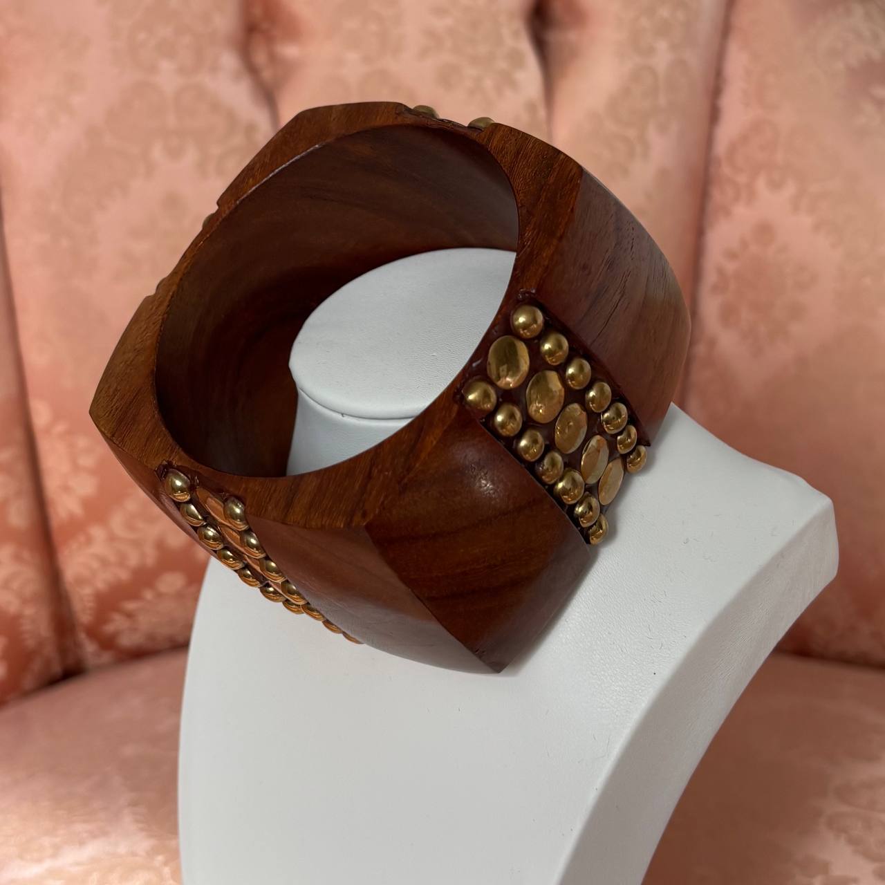Vintage brown wooden cuff bangle
