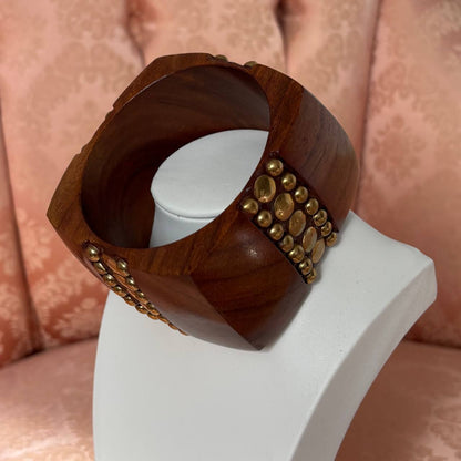 Vintage brown wooden cuff bangle