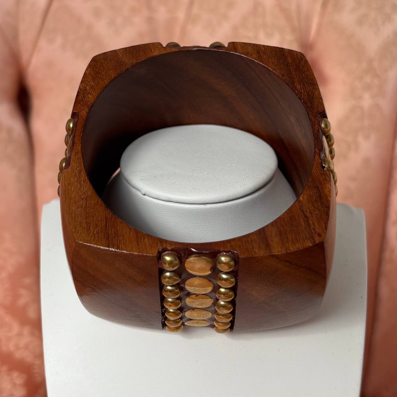 Vintage brown wooden cuff bangle