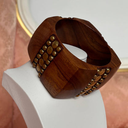 Vintage brown wooden cuff bangle