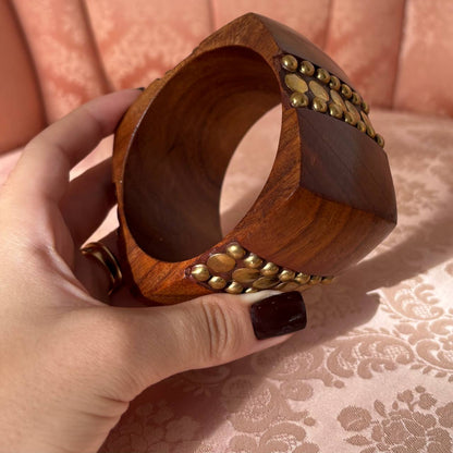 Vintage brown wooden cuff bangle