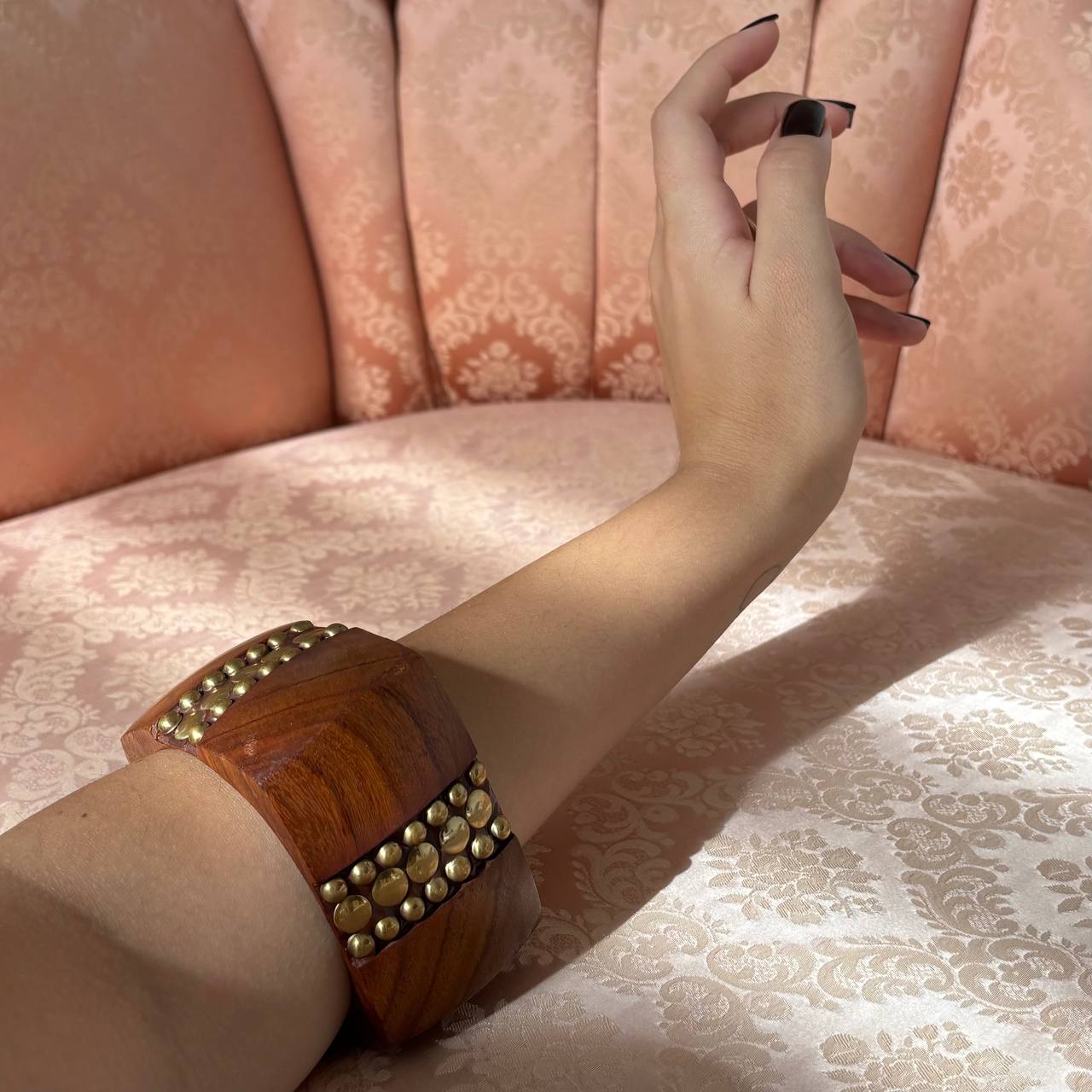 Vintage brown wooden cuff bangle