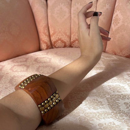 Vintage brown wooden cuff bangle