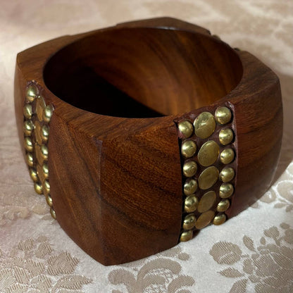 Vintage brown wooden cuff bangle