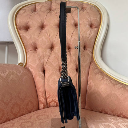 Chanel Le Boy shoulder bag velvet navy