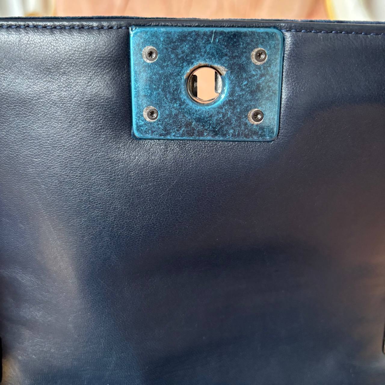 Chanel Le Boy shoulder bag velvet navy