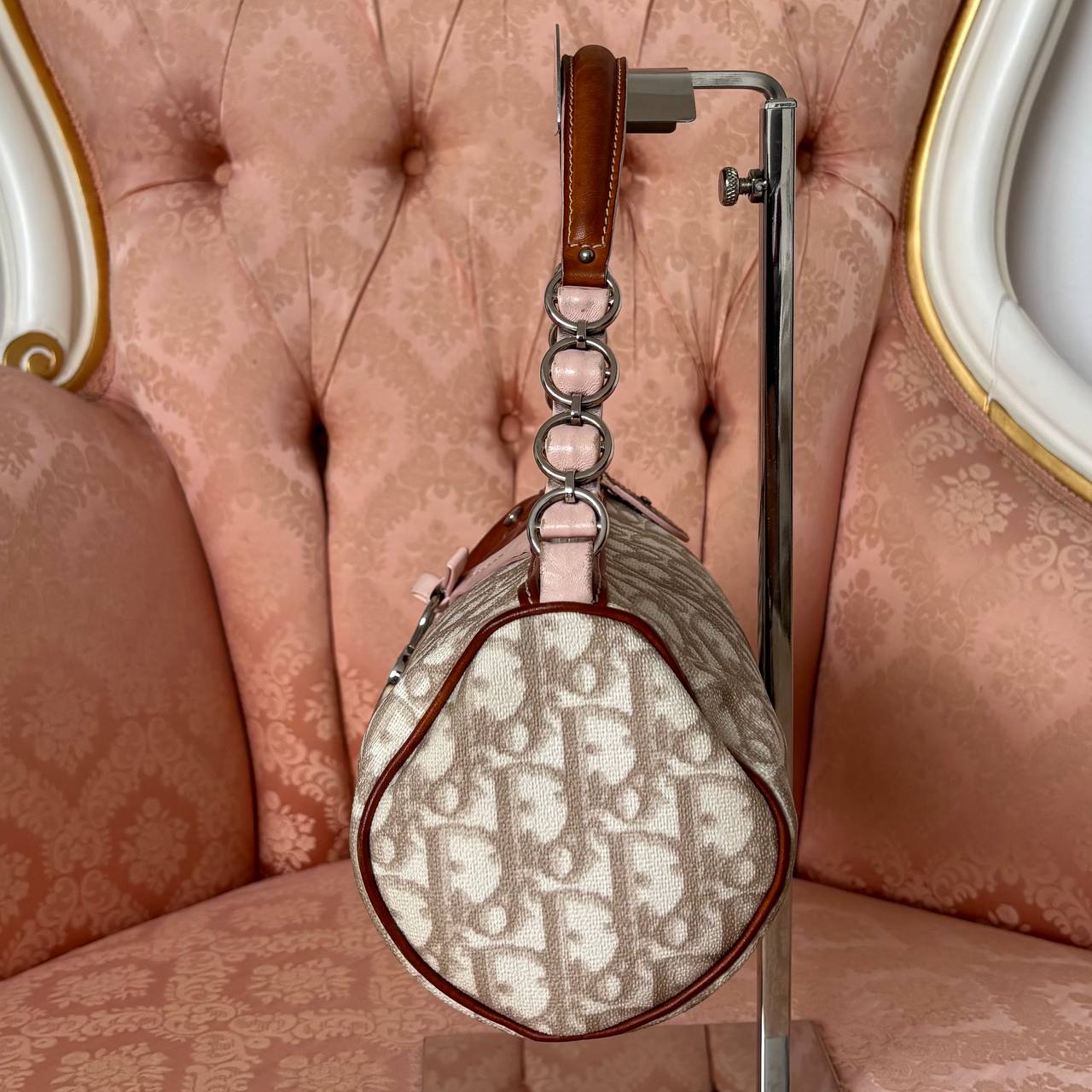 Christian Dior romantic beige and pink monogram bag